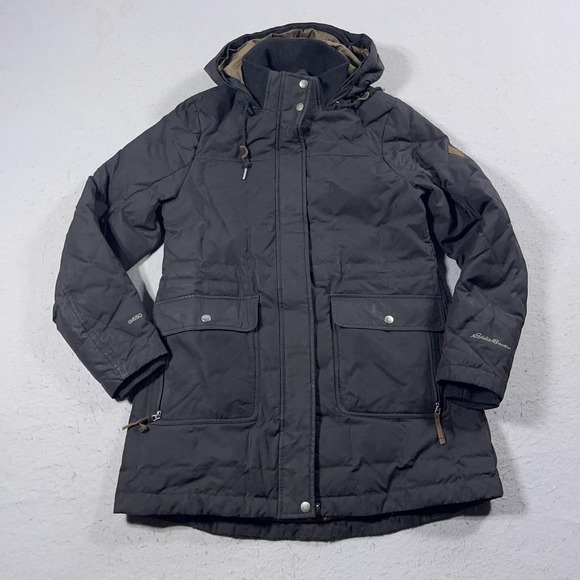 Eddie Bauer Jacket Womens Medium Hooded Down Parka Coat Quilted Winter Warm - Picture 1 of 9